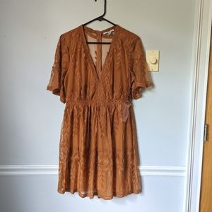 Light My Fire Tawny Orange Lace Mini Dress